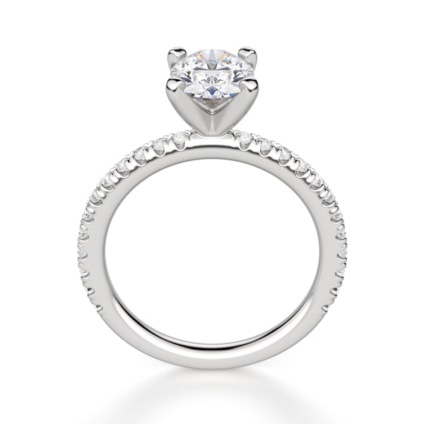 Petite Accented Oval Cut Engagement Ring, Hover, 14K White Gold, 