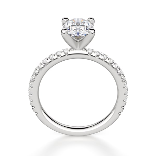 Petite Accented Engagement Ring With 1.25 Ct Oval Center DEW Ring Size 5-6.5 14K White Gold Nexus Diamond Alternative , Hover,