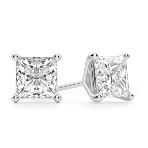 Martini Set, Tension Back Earrings With 0.50 Cttw Princess Centers, 14K White Gold, Lab Grown Diamond, Default, 14K White Gold, 