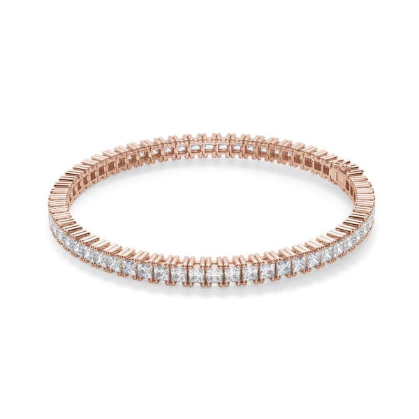 Princess Cut Tennis Bracelet 6.20 Cttw 14K Rose Gold Nexus Diamond Alternative, Default,