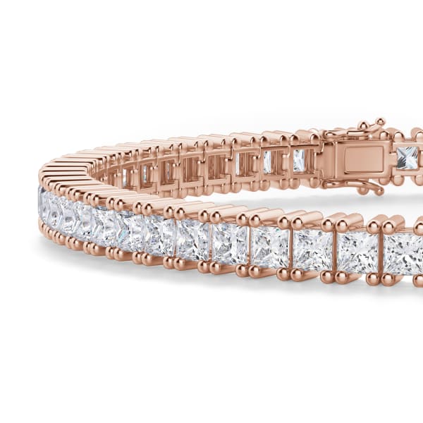 Princess Cut Tennis Bracelet 6.20 Cttw 14K Rose Gold Nexus Diamond Alternative, Hover,