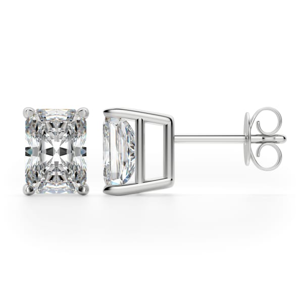 Basket Set Tension Back Stud Earrings With 0.50 Cttw Radiant Centers DEW 14K White Gold Moissanite,  Hover, 