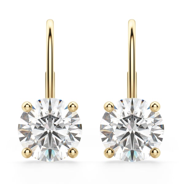 Renee Earrings With 3.00 Cttw Round Centers DEW 14K Yellow Gold Moissanite, Default, 14K Yellow Gold, 