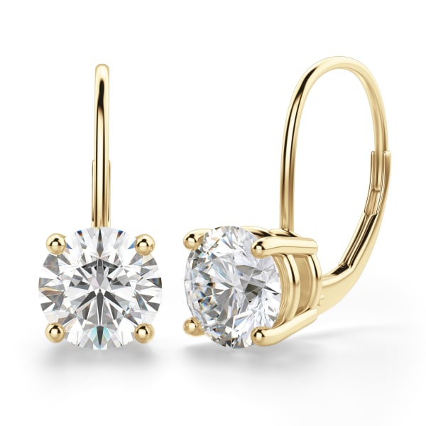 Renee Earrings With 3.00 Cttw Round Centers DEW 14K Yellow Gold Moissanite, 14K Yellow Gold, Hover, 