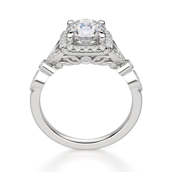 Rosaria Round Cut Engagement Ring, Hover, 14K White Gold, 