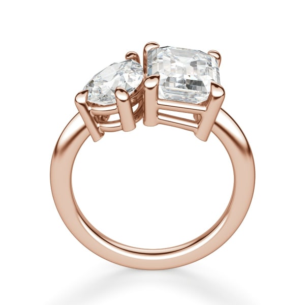 Toi et Moi Emerald and Pear Cut Engagement Ring, Hover, 14K Rose Gold