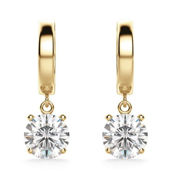 Round Cut Solitaire Drop Earrings, Default, 14K Yellow Gold, 