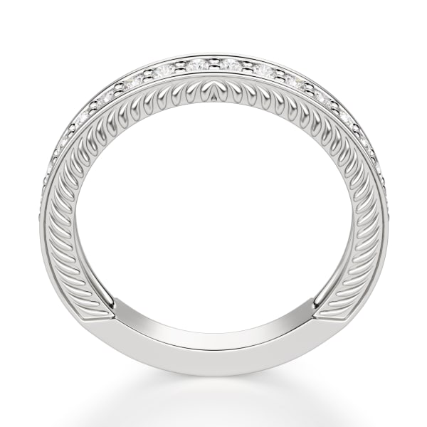Sage Accented Wedding Band, Hover, 14K White Gold,