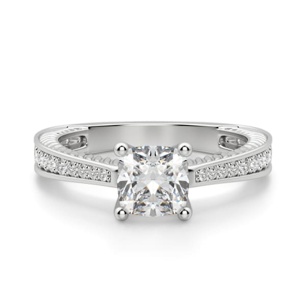 Sage Accented Cushion Cut Engagement Ring, Default, 14K White Gold,