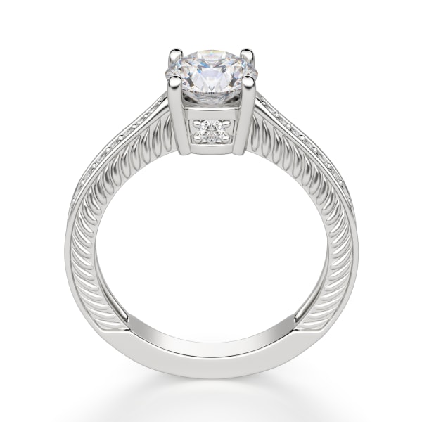 Sage Accented Round Cut Engagement Ring, Hover, 14K White Gold,