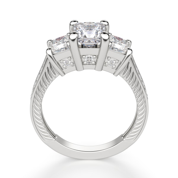 Sage Three Stone Engagement Ring With 1.00 Ct Princess Center Ring Size  6.5-7 14K White Gold Lab Grown Diamond, Hover,