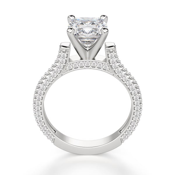 Seine Cushion Cut Engagement Ring, Hover, 14K White Gold, 