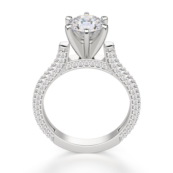 Seine Round Cut Engagement Ring, Hover, 14K White Gold, 