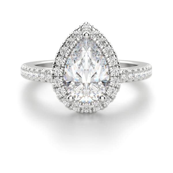 Sicily Engagement Ring With 1.50 Ct Pear Center DEW Ring Size 6.5-7.5 14K White Gold Nexus Diamond Alternative , Default, 