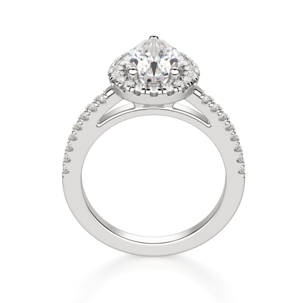 Sicily Engagement Ring With 1.50 Ct Pear Center DEW Ring Size 6.5-7.5 14K White Gold Nexus Diamond Alternative , Hover, 