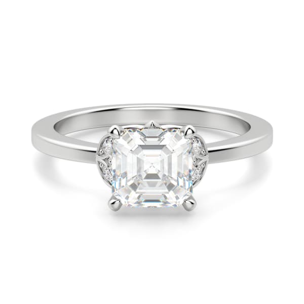 Sonata Asscher Cut Engagement Ring, Default, 14K White Gold, 