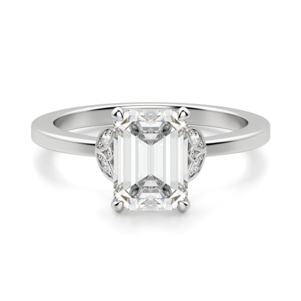 Sonata Emerald Cut Engagement Ring, Default, 14K White Gold, 