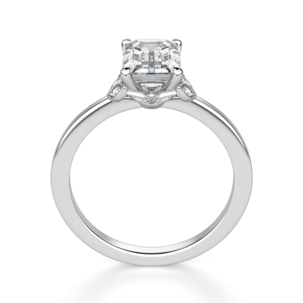 Sonata Emerald Cut Engagement Ring, Hover, 14K White Gold, 