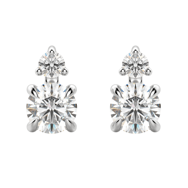 Tiered Round Cut Earrings 1/3 Cttw 14K White Gold Lab Grown Diamond, Default,