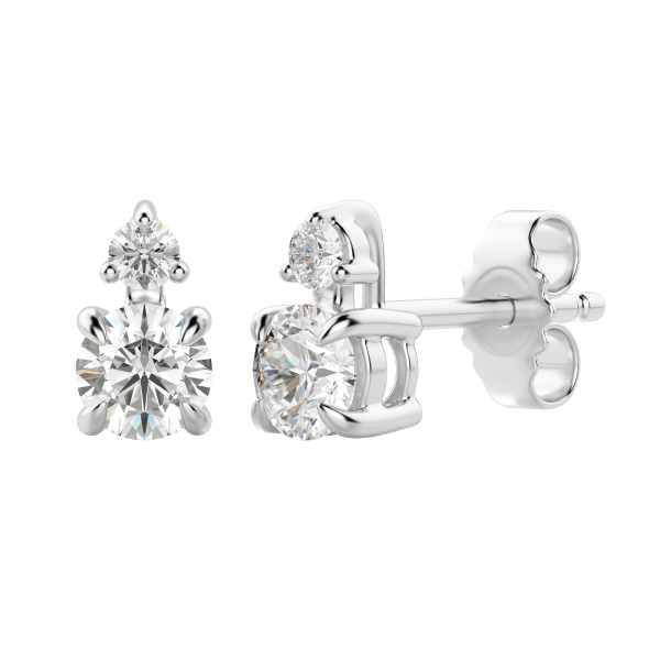 Tiered Round Cut Earrings 1/3 Cttw 14K White Gold Lab Grown Diamond, Hover,