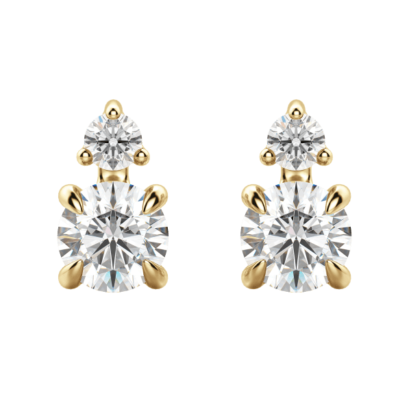 Tiered Round Cut Earrings 1/3 Cttw 14K Yellow Gold Lab Grown Diamond, Default, 14K Yellow Gold, 