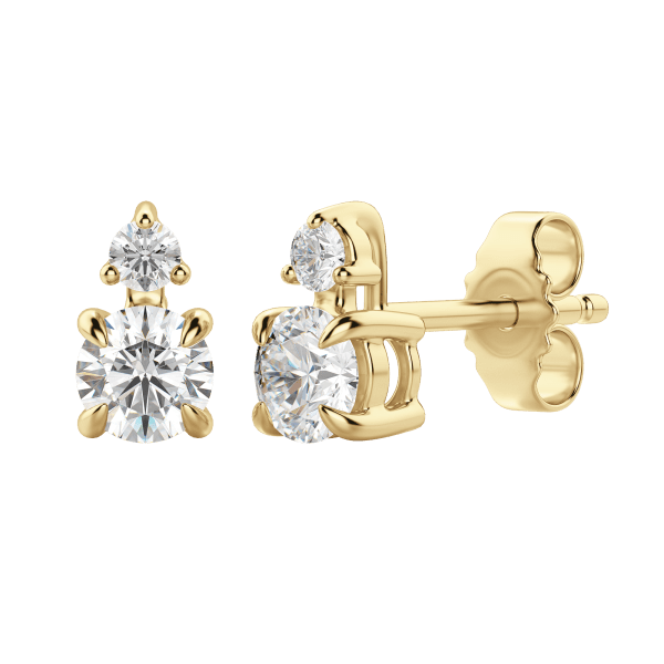 Tiered Round Cut Earrings 1/3 Cttw 14K Yellow Gold Lab Grown Diamond, 14K Yellow Gold, 