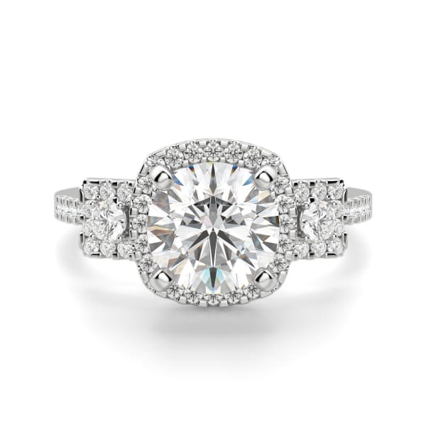 Tabitha Round Cut Engagement Ring, Default, 14K White Gold, 