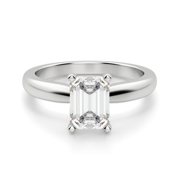 Tapered Classic Emerald Cut Solitaire Engagement Ring, Default, 14K White Gold, Platinum