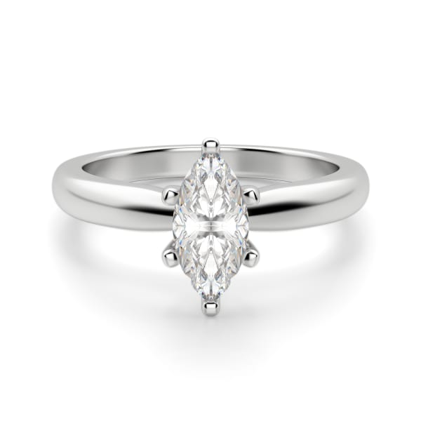 Tapered Classic Marquise Cut Solitaire Engagement Ring, Default, 14K White Gold, Platinum,