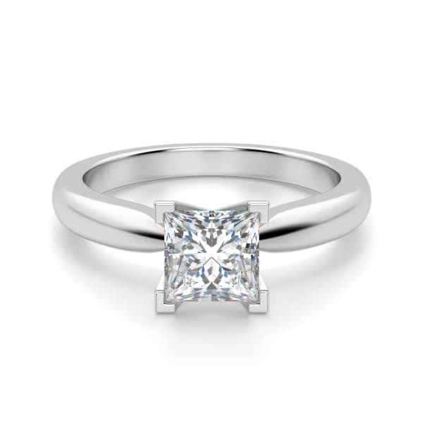Tapered Classic Princess Cut Solitaire Engagement Ring, Default, 14K White Gold, Platinum,