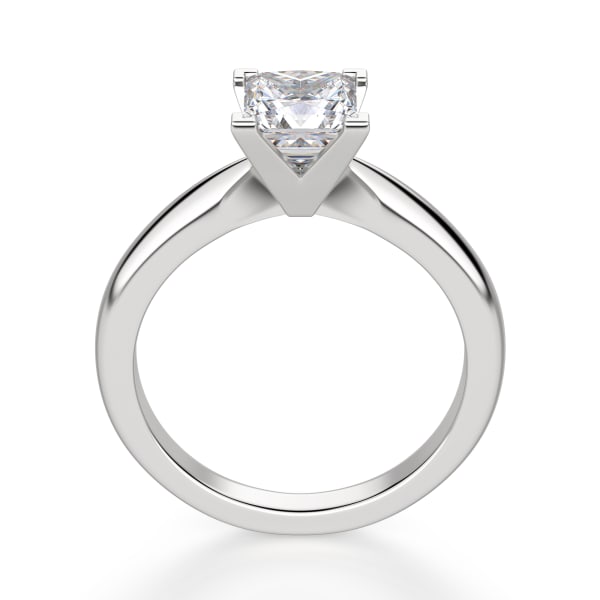 Tapered Classic Princess Cut Solitaire Engagement Ring, Hover, 14K White Gold, Platinum,