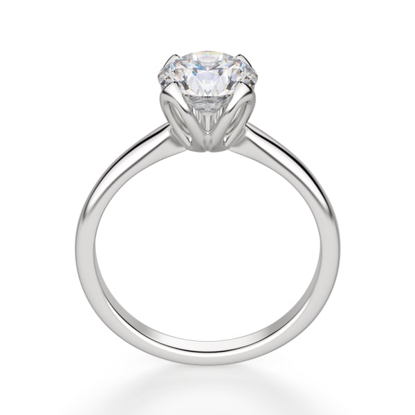 Tulip Set Round Cut Solitaire Engagement Ring, Hover, 14K White Gold, 