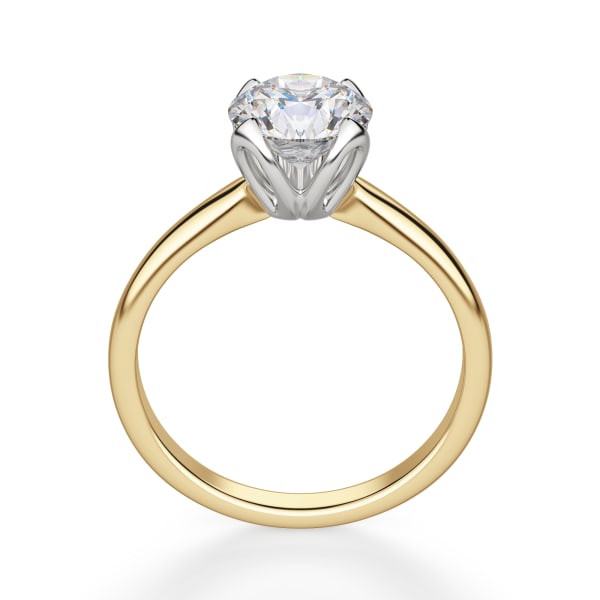 Tulip Set Round Cut Solitaire Engagement Ring, Hover, 14K Yellow Gold, 