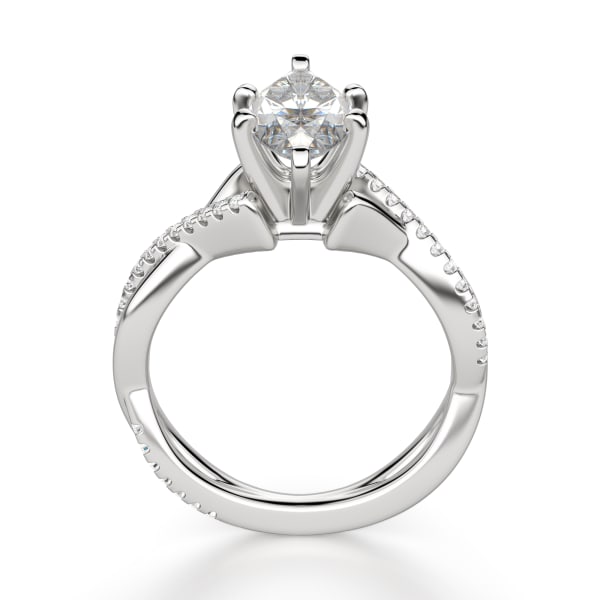 Twisted Accented Marquise Cut Engagement Ring, Hover, 14K White Gold, Platinum,