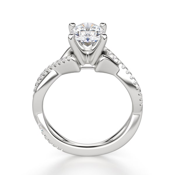Twisted Accented Oval Cut Engagement Ring, Hover, 14K White Gold, Platinum