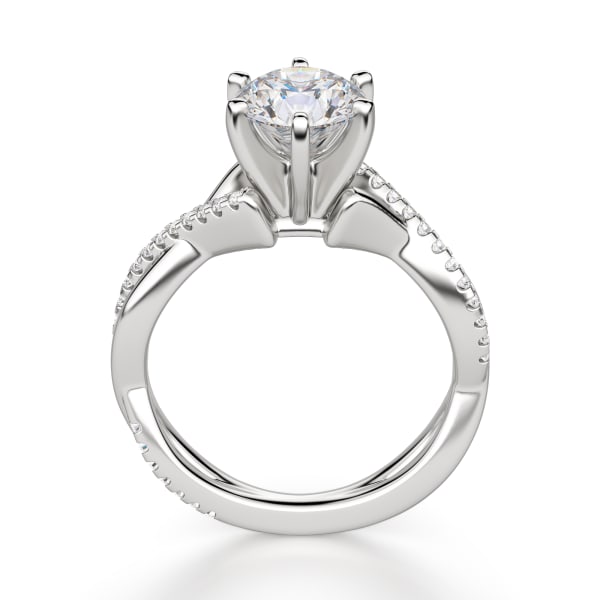 Twisted Accented Round Cut Engagement Ring, Hover, 14K White Gold, Platinum,