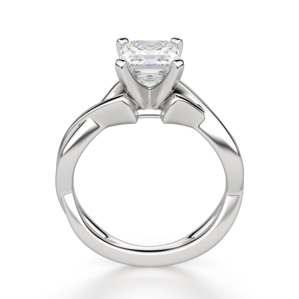 Twisted Classic Asscher Cut Engagement Ring, Hover, 14K White Gold, Platinum