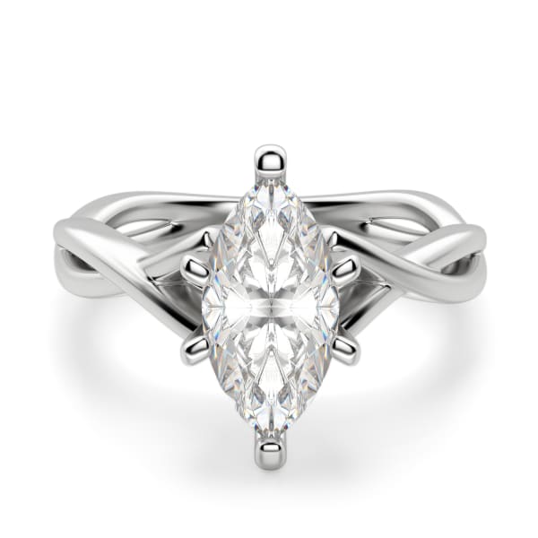 Twisted Classic Marquise Cut Engagement Ring, Default, 14K White Gold, Platinum