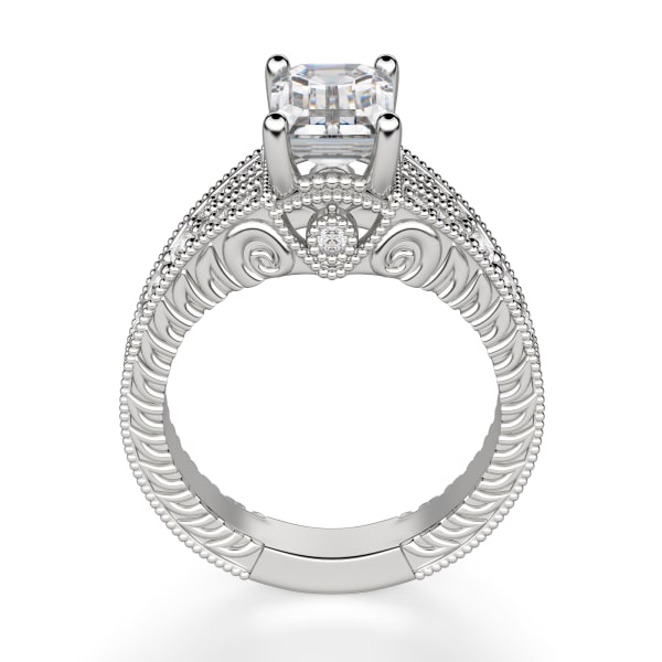 Valencia Emerald Cut Engagement Ring, 14K White Gold, Hover, Platinum