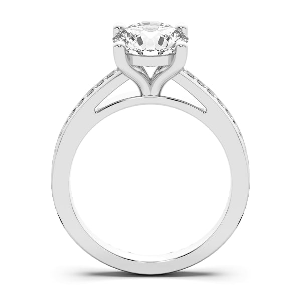 Accented 4-Prong Engagement Ring With 0.50 Ct Round Center Ring Size 7-8.5 14K White Gold Lab Grown Diamond , Hover, 