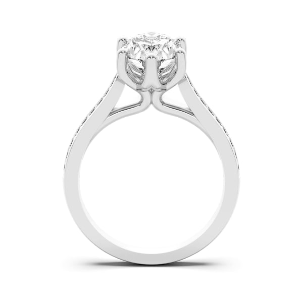 Bali Accented Oval cut Engagement Ring, Hover, 14K White Gold,