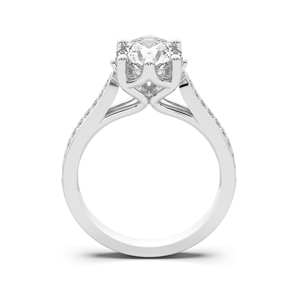 Bali Accented Round Cut Engagement Ring, Hover, 14K White Gold,