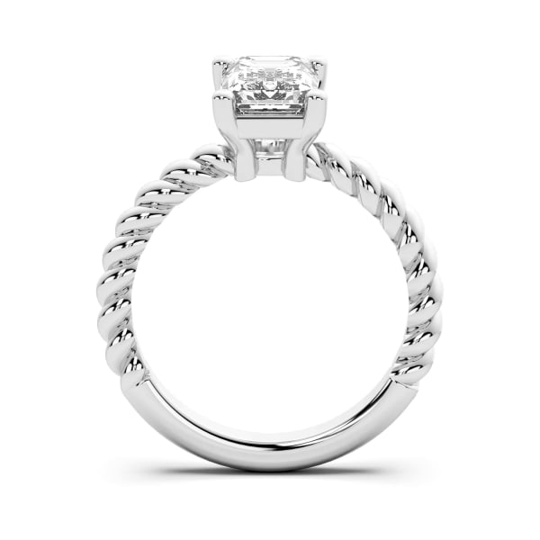 Fiji Emerald Cut Engagement Ring, Hover, 14K White Gold,