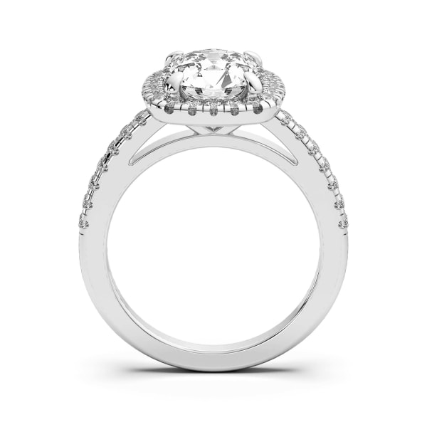 Naples Round Cut Engagement Ring, Hover, 14K White Gold, Platinum