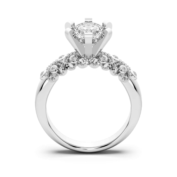 Nouveau Round Cut Engagement Ring, Hover, 14K White Gold,