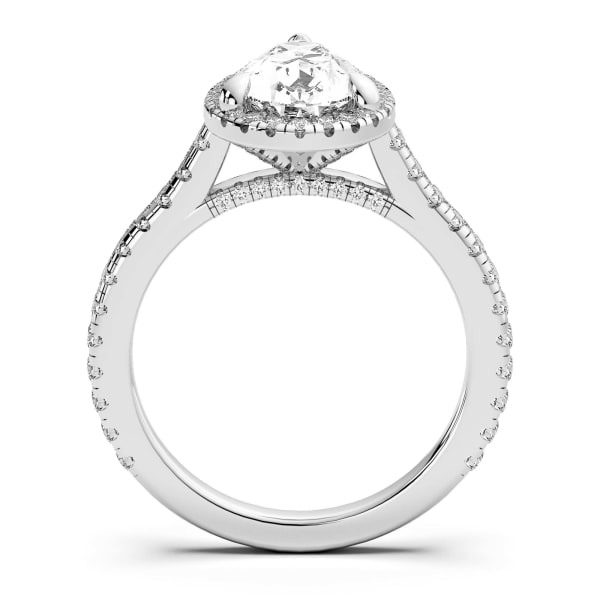Prague Pear Cut Engagement Ring, Hover, 14K White Gold, Platinum