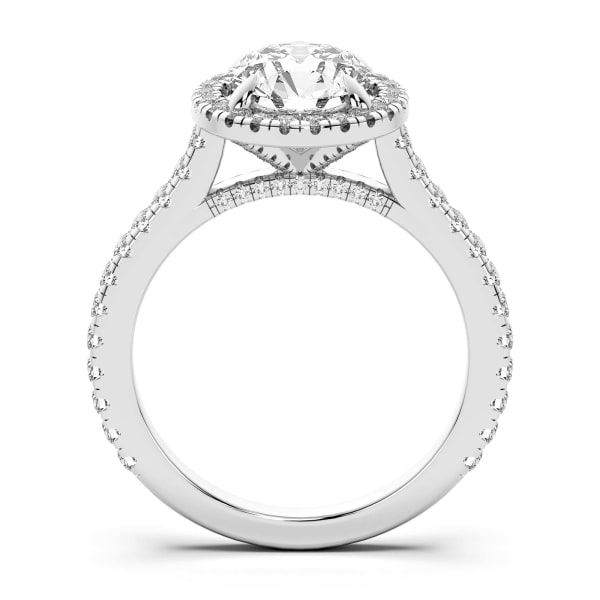 Prague Round Cut Engagement Ring, Hover, 14K White Gold, Platinum