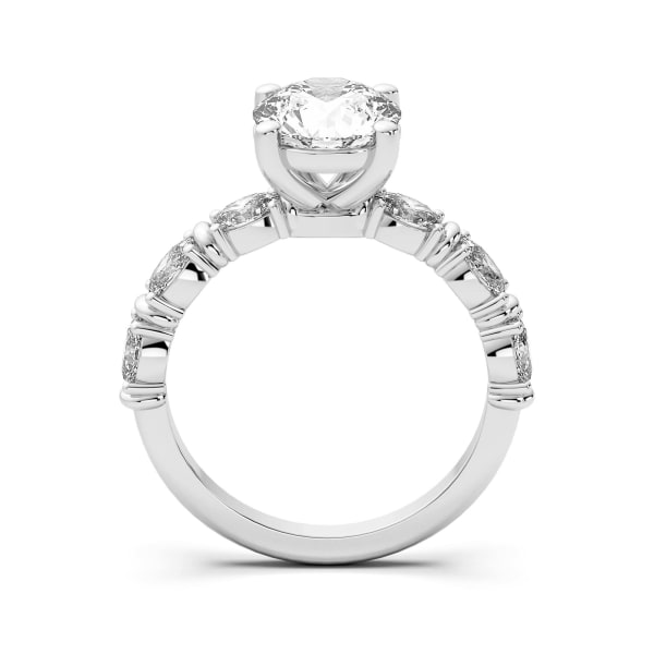 Sestina Round cut Engagement Ring, Hover, 14K White Gold,