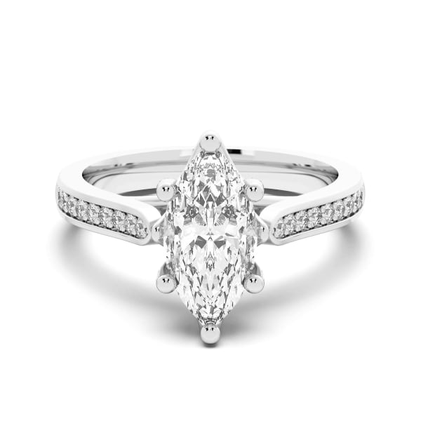 Bali Accented Marquise cut Engagement Ring, Default, 14K White Gold,