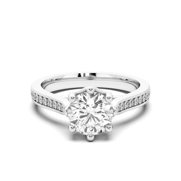 Bali Accented Round Cut Engagement Ring, Default, 14K White Gold,